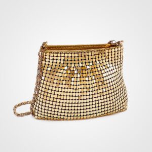 Bossa d'or brillant amb cadena